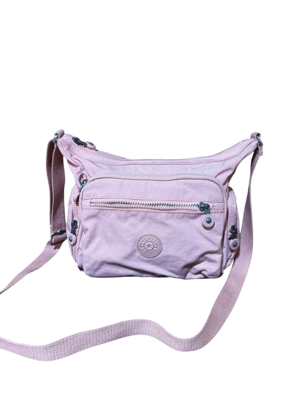 Kipling Light Pink Crossbody Bag with Multiple Zips